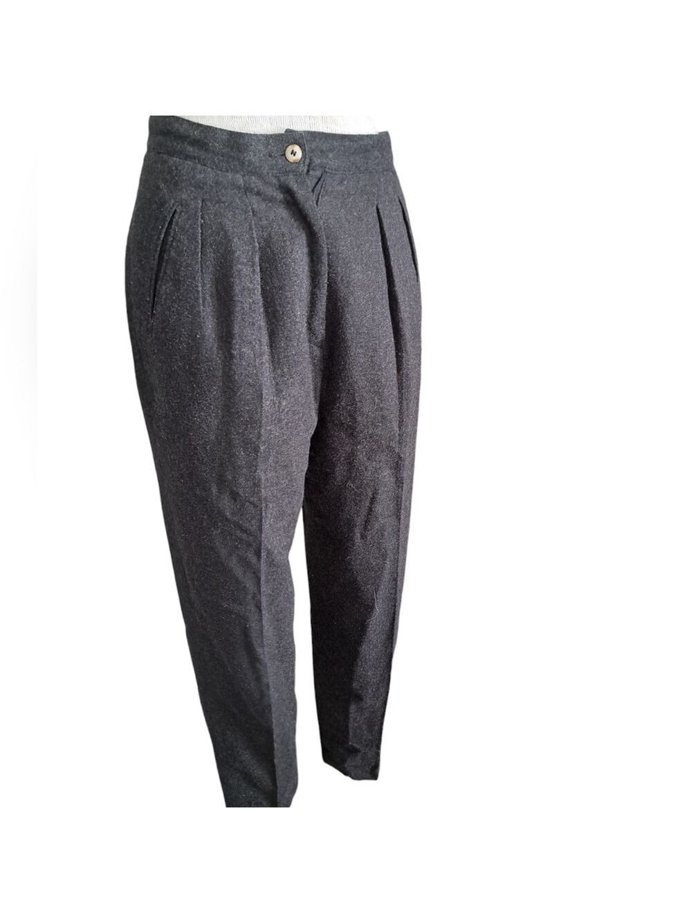 VTG SAVANNAH WOOL trousers dress pants lined grey lightweight high waist ITALY 8